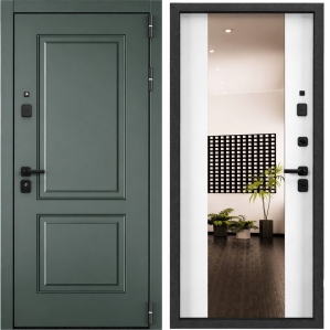 Входная дверь TAU LT PP 10 Зеркало (ПВХ Авокадо/ ПВХ Бьянко, белый)