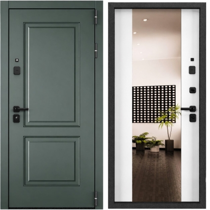 Входная дверь TAU LT PP 10 Зеркало (ПВХ Авокадо/ ПВХ Бьянко, белый)