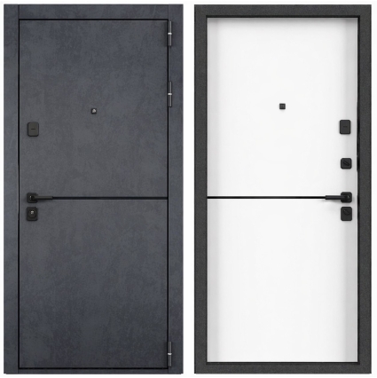 Входная дверь TAU LT PP 11 (ПВХ Бетон графит/ ПВХ Бьянко, белый)