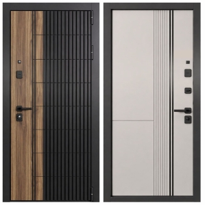 Входная дверь TAU LT PP 9 (ПВХ Черная шагрень-ПВХ Пекан натуральный/ ПВХ Ферро)