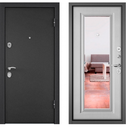 Входная дверь Х5 МР-10 (Темно-серый букле  графит/ Дуб Белый Матовый)