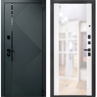 Входная дверь Прайм-R 87.П05 Зеркало (Graphite Pro/ Shellac White)