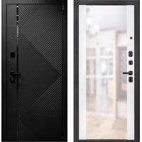 Входная дверь Прайм-R 87.П05 Зеркало (Moon Stone/ Shellac White)