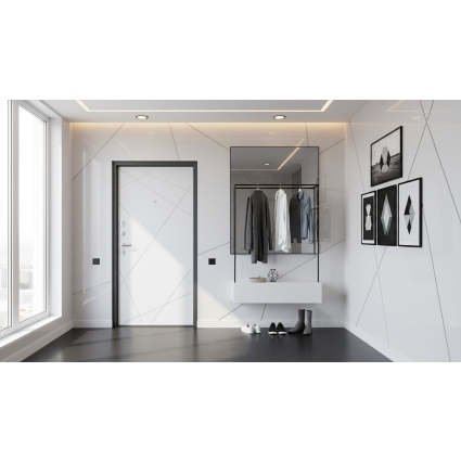 Входная дверь Луара (ПВХ Бетон графит/ ПВХ Экошагрень Белая) Входная дверь Луара (ПВХ Бетон графит/ ПВХ Экошагрень Белая)