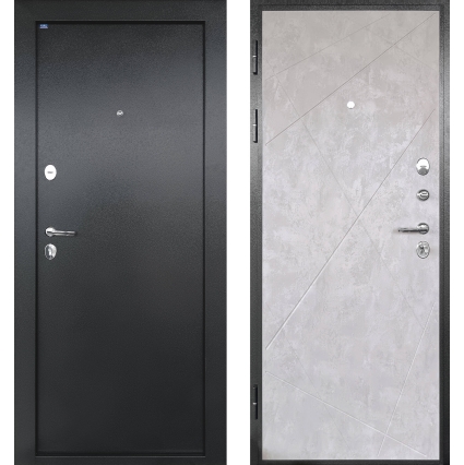 Входная дверь с внутренним открыванием Рондо (Антик Серебро/ ПВХ Бетон снежный)