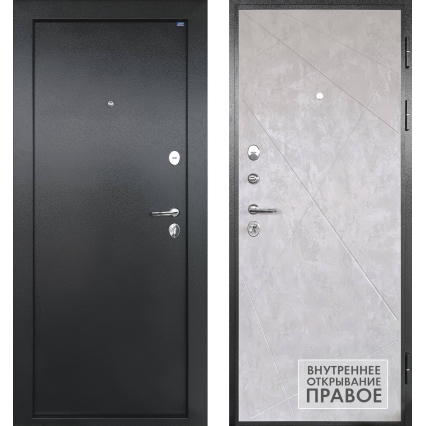 Входная дверь с внутренним открыванием Рондо (Антик Серебро/ ПВХ Бетон снежный)