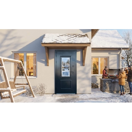 Входная дверь с терморазрывом ВИНТЕР ПАНОРАМА (Букле Оникс/ ПВХ Велюто Бланко) Входная дверь с терморазрывом ВИНТЕР ПАНОРАМА (Букле Оникс/ ПВХ Велюто Бланко)