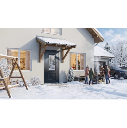 Входная дверь с терморазрывом ВИНТЕР ПАНОРАМА (Букле Оникс/ ПВХ Велюто Бланко) Входная дверь с терморазрывом ВИНТЕР ПАНОРАМА (Букле Оникс/ ПВХ Велюто Бланко)