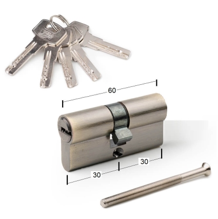 Сердцевина (цилиндр) ключ/ключ 30х30 (AB Бронза) Сердцевина (цилиндр) ключ/ключ 30х30 (AB Бронза)