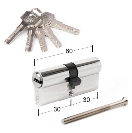 Сердцевина (цилиндр) ключ/ключ 30х30 (SN Матовый хром)