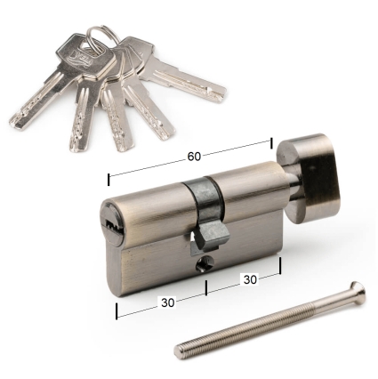 Сердцевина (цилиндр) ключ/барашек 30Тх30 (AB Бронза) Сердцевина (цилиндр) ключ/барашек 30Тх30 (AB Бронза)