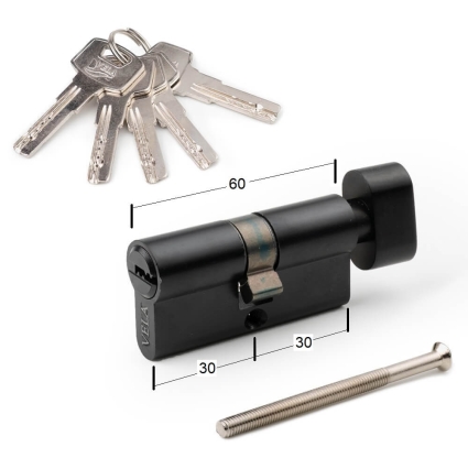 Сердцевина (цилиндр) ключ/барашек 30Тх30 (MB Черный) Сердцевина (цилиндр) ключ/барашек 30Тх30 (MB Черный)