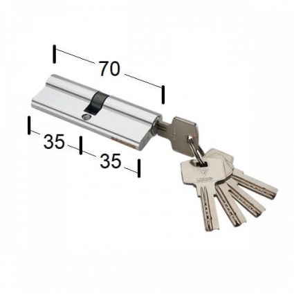 Сердцевина (цилиндр) ключ/ключ 35х35 (Матовый хром)