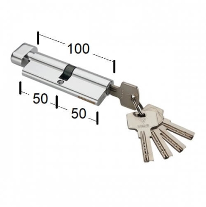 Сердцевина (цилиндр) ключ/барашек 50Тх50 (Матовый хром)
