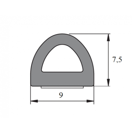 Лента уплотнительная самоклеящюяся (Черный) D 9х7.5 мм