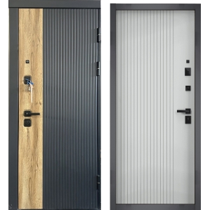 Входная дверь Бастион 2.0.1 (ПВХ Гравит-Дуб Вотан/ ПВХ Белый), 780х2100 мм левая