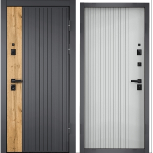 Входная дверь Бастион 2.0.1 (ПВХ Гравит-Дуб Вотан/ ПВХ Белый), 780х2100 мм левая