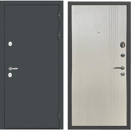 Входная дверь Лагуна МТ-1 (Муар Искра Черный/ MD22 Экодуб молочный), 840х2050 мм правая