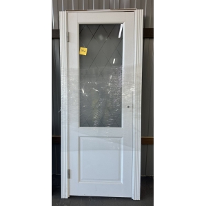 Дверной блок Оптима 13 (Ясень белый) 70 см левый/выставочный образец с витрины