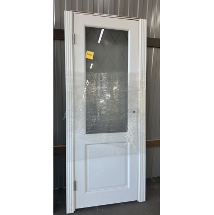 Дверной блок Оптима 13 (Ясень белый) 70 см левый/выставочный образец с витрины