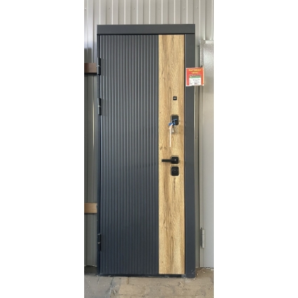 Входная дверь Бастион 2.0.1 (ПВХ Гравит-Дуб Вотан/ ПВХ Белый), 780х2100 мм левая