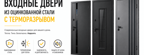 Входные двери из оцинкованной стали с терморазрывом.