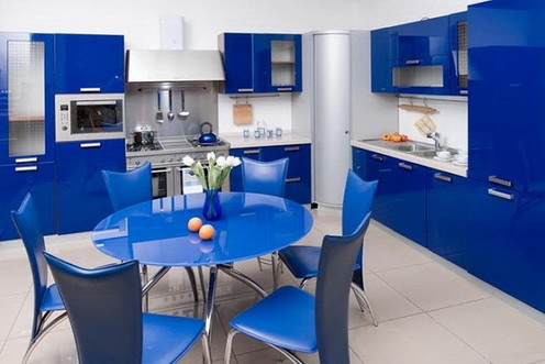 Кухни синего цвета