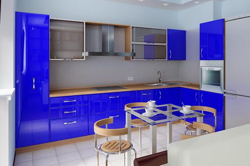 Недостатки кухонь синего цвета